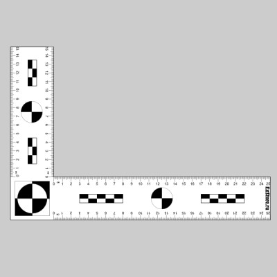 Масштабный магнитный криминалистический уголок 15-25 см. белый